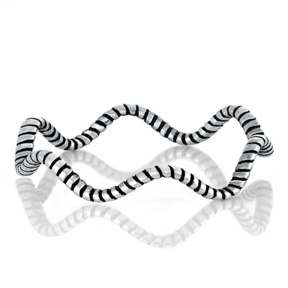 Sterling Silver Wavy Ring 4 mm 925 Fashion Band